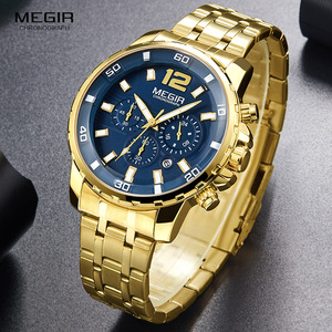 <span class=keywords><strong>MEGIR</strong></span> 2068 marque de mode montres pour hommes 3ATM étanche calendrier chronographe en acier inoxydable or <span class=keywords><strong>montre</strong></span> de luxe Reloj Mujer - Product Image 3