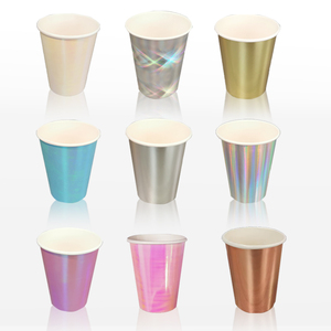Vasos de Papel Brillantes Degradables con Efecto Láser, Vasos Iridiscentes para Fiestas de Boda, Vasos para Bebidas Frías como Jugo, Té, Leche, Refrescos - Product Image 1