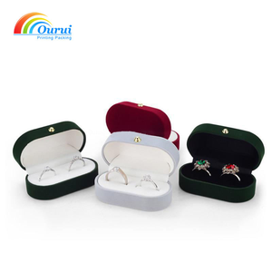 Caja de terciopelo personalizada de fábrica con doble ranura para anillos, en varios colores, empaque de lujo para anillos de boda/compromiso para parejas - Product Image 2