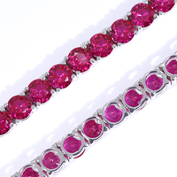 Bestseller Vergoldete Romantische S925 Silber Vierklauen-Rotelegante Rubin-Korund-Diamant-Tenniskette als Jubiläumsgeschenk