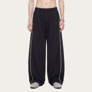 Pantalon <span class=keywords><strong>de</strong></span> jogging pour <span class=keywords><strong>homme</strong></span> en coton épais 14oz, coupe large et décontractée, style streetwear hip-hop, avec coutures contrastées - Product Image 2