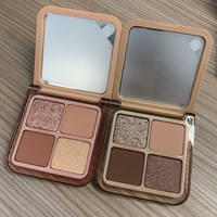 Palette de fards à paupières glamour 4 couleurs Pudaier avec logo personnalisé, facile à estomper, imperméable, végétalien, mat et scintillant