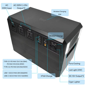Estación de Energía Portátil de 2000W 2304Wh, Onda Sinusoidal Pura, Salida de CA de 220V, Generador Solar de Litio-Ferrofosfato, Energía de Emergencia para el Hogar 2 - Product Image 5