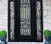 Portails principaux extérieurs en fer forgé à double battant, design grille moderne, les mieux notés, pour villas et zones résidentielles