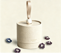 Boîte Cadeau Cylindrique de Luxe avec Ruban Perlé et Poignée, Boîte en Papier Personnalisée avec Doublure en Mousse pour Bijoux, Bonbons, Cosmétiques (Personnalisable)
