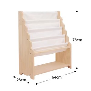 Estantería de Madera Clásica y Colorida para Niños, con Soporte de Tela para Exhibir Libros, Revistas y Juguetes para Perros y Gatos - Product Image 3