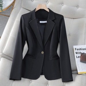Women's Blazer Green Solid Color Single Button Wool Blend Professional Office Wear - Product Image 3