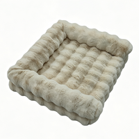 Coussin chauffant pour animaux de compagnie en fausse fourrure de lapin imitation, grande taille, gris, en laine d'agneau, moderne, pour petits chiens et chats