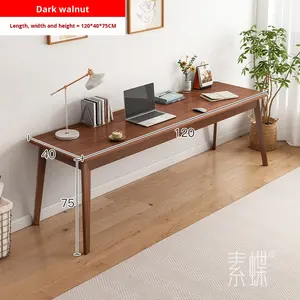 Tavolo da studio di grandi dimensioni con semplice gamba in legno massiccio E2928 scrivania lunga a parete in stile retrò cinese moderno - Product Image 6