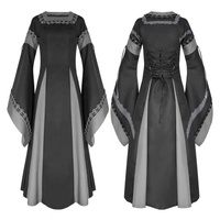 Robe de costume médiévale Renaissance pour femmes adultes, robe longue à lacets irlandaise, cosplay, robe rétro, Halloween