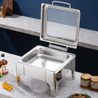 Réchaud de buffet carré en acier inoxydable pour table, chauffe-plats électrique/à alcool pour restaurant et cantine