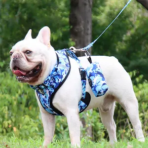 Conjunto de arnés y collar con etiqueta privada para perro, venta al por mayor de fábrica, con estampado de <span class=keywords><strong>bulldog</strong></span> Francés, bajo pedido mínimo - Product Image 1