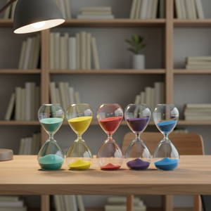 Minuteur sablier moderne 15 <span class=keywords><strong>minutes</strong></span> |   Verre transparent avec sable bleu |   Décoration écologique et portable pour la maison/le bureau - Product Image 1