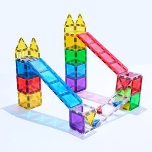 Set di Costruzioni con Piastrelle Magnetiche per Pista da Corsa, Giocattoli per Bambini con Blocchi Magnetici - Product Image 1