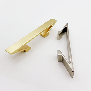 Tirador de Gabinete Moderno de Zamak Sólido, Diseño Geométrico Biselado, Textura de Piedra en Oro Cromado, Herraje para Muebles de Armario - Product Image 2