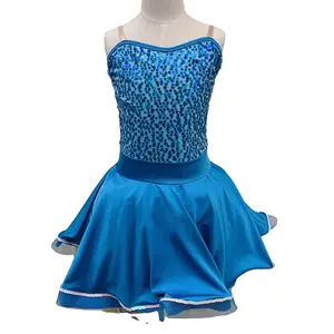 High Quality Blue Sequin Jazz dance costumes girl jazz stage dance wear jazz skirts dance costumes