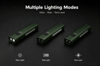Lampe torche EDC plate haute puissance 1200 lumens, double LED latérale, étanche IP65, vente en gros, logo personnalisé, rechargeable, intensité réglable 10000