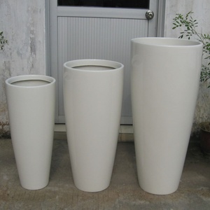 Jardinière en fibre de verre à surface mate brillante, grande, haute, ronde, en résine FRP, pots à fleurs pour la décoration intérieure et extérieure - Product Image 5