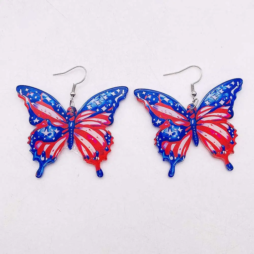 Jachon Amérique 4 juillet personnalité papillon bijoux chaud résine papillon impression acrylique boucles d'oreilles pour les femmes