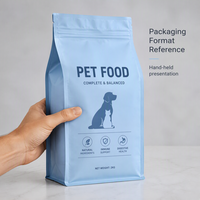 Sachet d'emballage alimentaire pour animaux de compagnie imprimé sur mesure, mat, avec fermeture éclair, barrière Mylar PE, pour aliments et friandises pour animaux