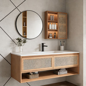 Meuble-lavabo mural de salle de bain de style antique européen classique de luxe 2026 avec <span class=keywords><strong>miroir</strong></span> LED et armoire de rangement - Product Image 4
