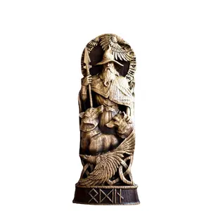 Statue personnalisée en résine, marteau de Thor, Viking, mythologie nordique, dieu du tonnerre, couleur Bronze, Sculpture Viking exquise, vente en gros