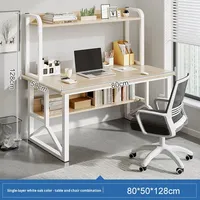 Ensemble bureau, bibliothèque et chaise intégrés, bois, style moderne minimaliste, bureau d'étude et d'écriture pour le bureau à domicile