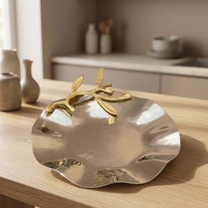 Stainless Steel Serving Tray Decorative Metal Plate Polished Irregular Round <b>Dinnerware</b> for Home Restaurant Party - Product Image 6
