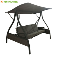 YOHO OEM Fauteuil suspendu d'extérieur en acier au design moderne pour adultes et enfants, balançoire de patio avec auvent