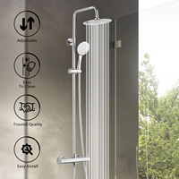 Colonne de douche Leelongs avec mitigeur thermostatique chaud/froid mural et pommeau de douche 3 fonctions