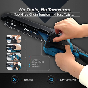 Tronçonneuse sans fil sans balais 8 pouces 21V Lithium rechargeable avec verrou de sécurité légère pour le bricolage du bois et du métal 680W 3700 tr/min pour bois de chauffage - Product Image 5