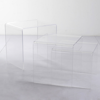 Vente en gros de table basse gigogne en acrylique Lucite de luxe ensemble avec bords arrondis simples avec CTT-1 de table d'appoint transparent