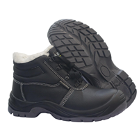 Chaussures de sécurité montantes noires gaufrées, anti-écrasement, anti-perforation, avec embout en acier, imperméables, thermiques, pour l'automne et l'hiver, pour la construction