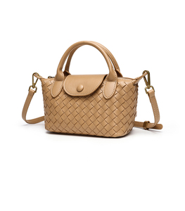 OEM ODM Woven Leather Women's Shoulder Bag Small Classic crossbody <b>handbags</b> Button Closure Daily Use - Product Image 2