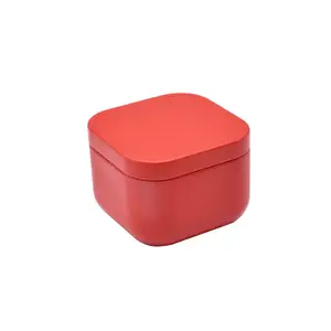 Small Red Airtight Mini Square Loose Tea Coffee Candy Metal Canister Cans Tin Tea Boxes