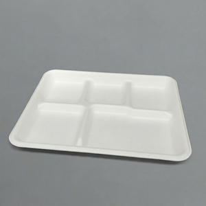 Boîte à lunch écologique à 5 compartiments, contenants de stockage pour aliments à emporter, boîte <span class=keywords><strong>en</strong></span> papier, assiette, couvercles et couvercles - Product Image 3