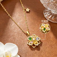 Chaîne en acier inoxydable Meizu pour femme, motif fleur de Bauhinia rotative à 360°, zircon, style bambou, pour influenceuses transfrontalières (trois régions)