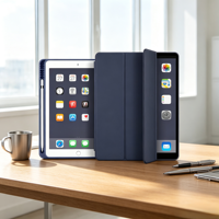 Étui pour tablette en cuir TPU à trois volets avec support pour stylet, compatible avec la fonction veille/réveil automatique pour iPad Air 6 et iPad Pro 2024 11/13 pouces.