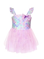 Maillot de bain une pièce princesse pour filles, maillot de bain de plage style jupe très élastique, robe de bain sirène avec écailles irisées chatoyantes