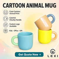 Mug en céramique imprimé avec des animaux de dessin animé mignons, avec une poignée colorée, idéal pour les enfants ou pour le bureau, cadeau parfait, présentation personnalisée, logo personnalisé