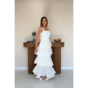 Vestido Casual Amarillo de Tirantes Finos con Lazo en la Espalda, Corte A, Cintura Natural, Transpirable, Ideal para Fiestas y Celebraciones, Venta al por Mayor - Product Image 5