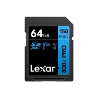 Carte SD Lexar 800X Pro haute vitesse 32 Go 64 Go 128 Go 256 Go, carte mémoire jusqu'à 150 Mo/s Classe 10 3D 4K V30 pour caméra