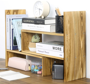 صندوق تخزين مكتبي من الخشب الصلب رمادي قابل للتعديل رف للعرض منظم رفّ لكتابة المكتب المنزل رفّ عائم للديكور - Product Image 3