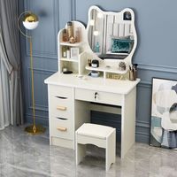Table de maquillage multifonctionnelle en MDF à thème chat avec armoire de rangement intégrée, populaire sur Instagram, petite table de toilette pour chambre à coucher