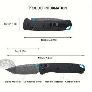 Cuchillo Plegable BM535 Bugout E233 de Acero de Damasco con Mango de Fibra de Carbono, para Defensa Personal, Uso Diario, Camping y Bricolaje - Product Image 6