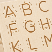 Tablero de Trazado del Alfabeto de Madera Personalizado Educativo de Marca Privada, Juguete Sensorial para Práctica de Escritura a Mano