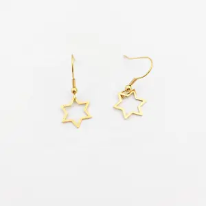 Boucle Oreille or 18k Wholesale Stainless Steel Simple Design Silver Color Star Drop Dangle Earrings for Girls