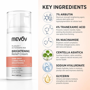 Crema Facial <span class=keywords><strong>de</strong></span> Marca Privada con 7% <span class=keywords><strong>de</strong></span> Arbutina y 4% <span class=keywords><strong>de</strong></span> Ácido Tranexámico, <span class=keywords><strong>Corrector</strong></span> <span class=keywords><strong>de</strong></span> Manchas Oscuras, Niacinamida, Humectante Iluminador, OEM - Product Image 3