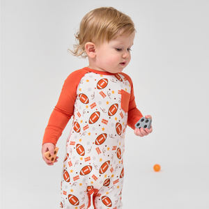 ชุดรอมเปอร์เด็กทารกผ้าฝ้ายออร์แกนิคลายการ์ตูนรักบี้ แขนยาว ดีไซน์ไม้ไผ่ ชุดจั๊มสูทเด็ก ชุดนอนเด็กแบบมีเท้าในตัว ขายส่ง - Product Image 3