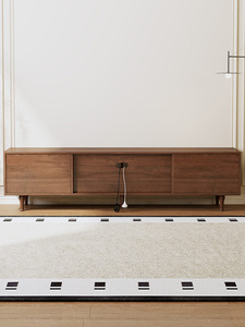 ตู้วางทีวีห้องนั่งเล่นไม้วอลนัทสีดำ ปรับขนาดได้ ไม้แท้ ดีไซน์มินิมอล ประหยัดพื้นที่ ผลิตด้วยมือ พร้อมลิ้นชักและตู้เก็บของอเนกประสงค์ - Product Image 5